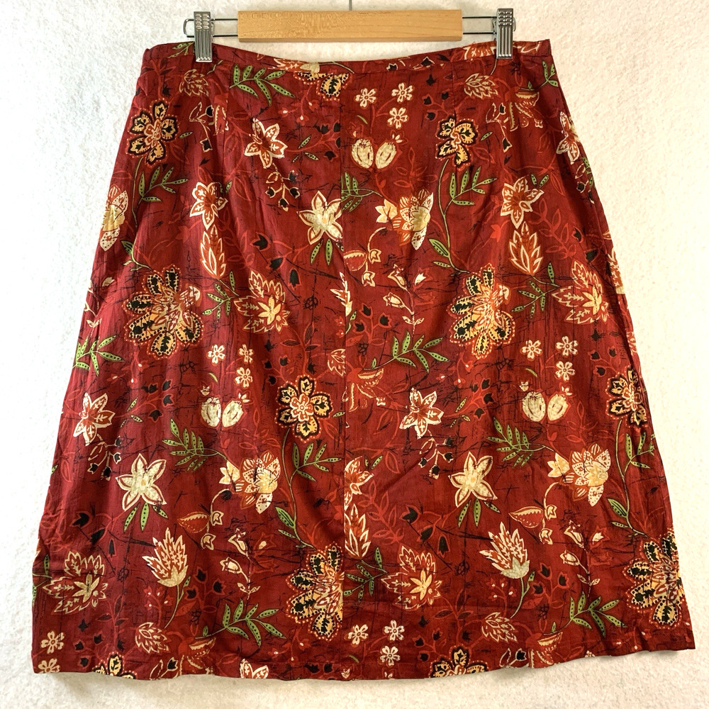 Vintage White Stag Womens Floral Skirt‎ Sz 14 Sequin Beaded Cotton Lightweight